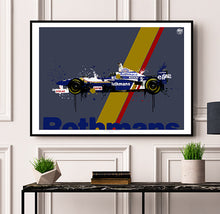 Cargar imagen en el visor de la galería, Damon Hill 1996 Williams FW18 F1 Print - Fueled.art