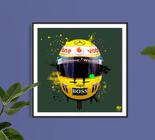 Load image into Gallery viewer, Lewis Hamilton 2008 Helmet F1 print - Fueled.art