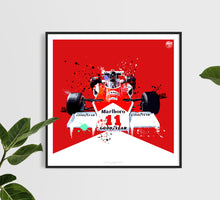 Load image into Gallery viewer, James Hunt 1976 McLaren M23D F1 print - Fueled.art