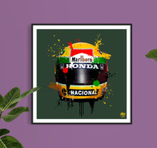 Load image into Gallery viewer, Ayrton Senna 1988 Helmet F1 print - Fueled.art