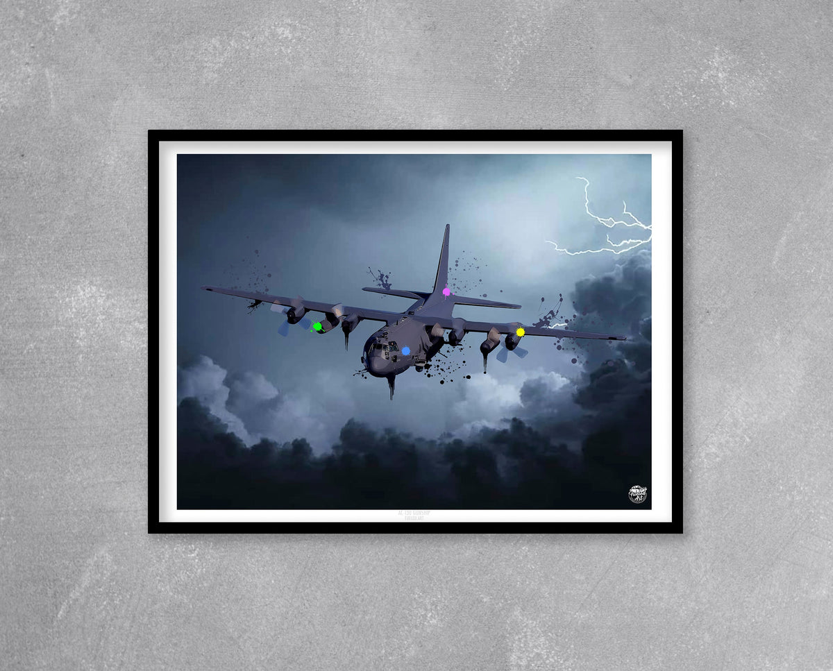 AC-130 Gunship Print - Various Sizes. Aviation wall art, Aviation gift ...