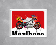 Load image into Gallery viewer, Eddie Lawson 1986 Yamaha YZR500 Print - Fueled.art
