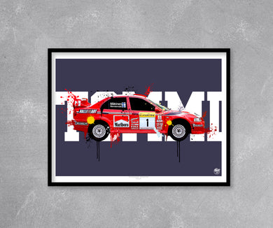 1999 Mitsubishi Evo VI - Tommi Mäkinen WRC Print - Fueled.art