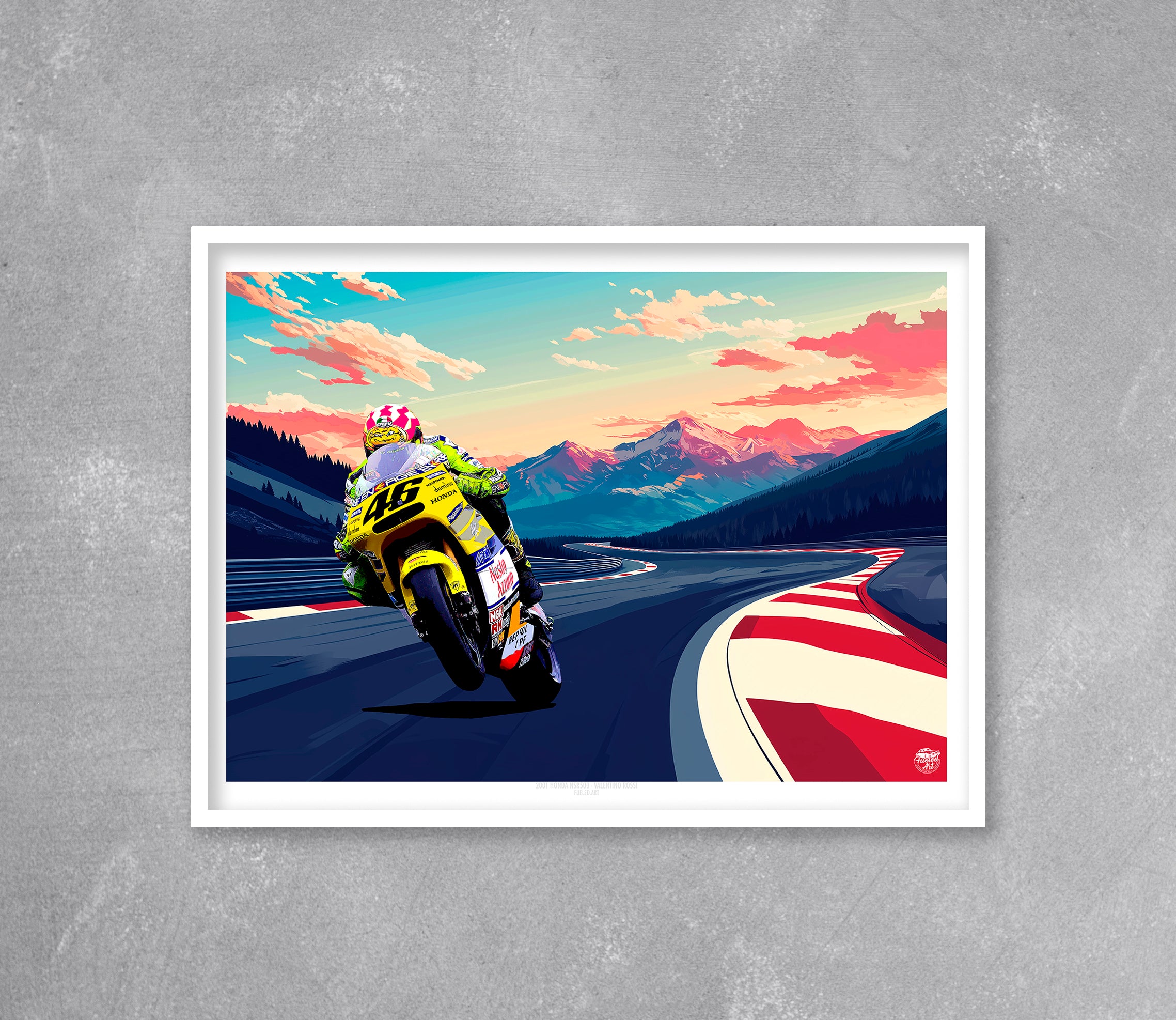 Valentino Rossi 2001 Honda NSR500 MotoGP Print - Fueled.art