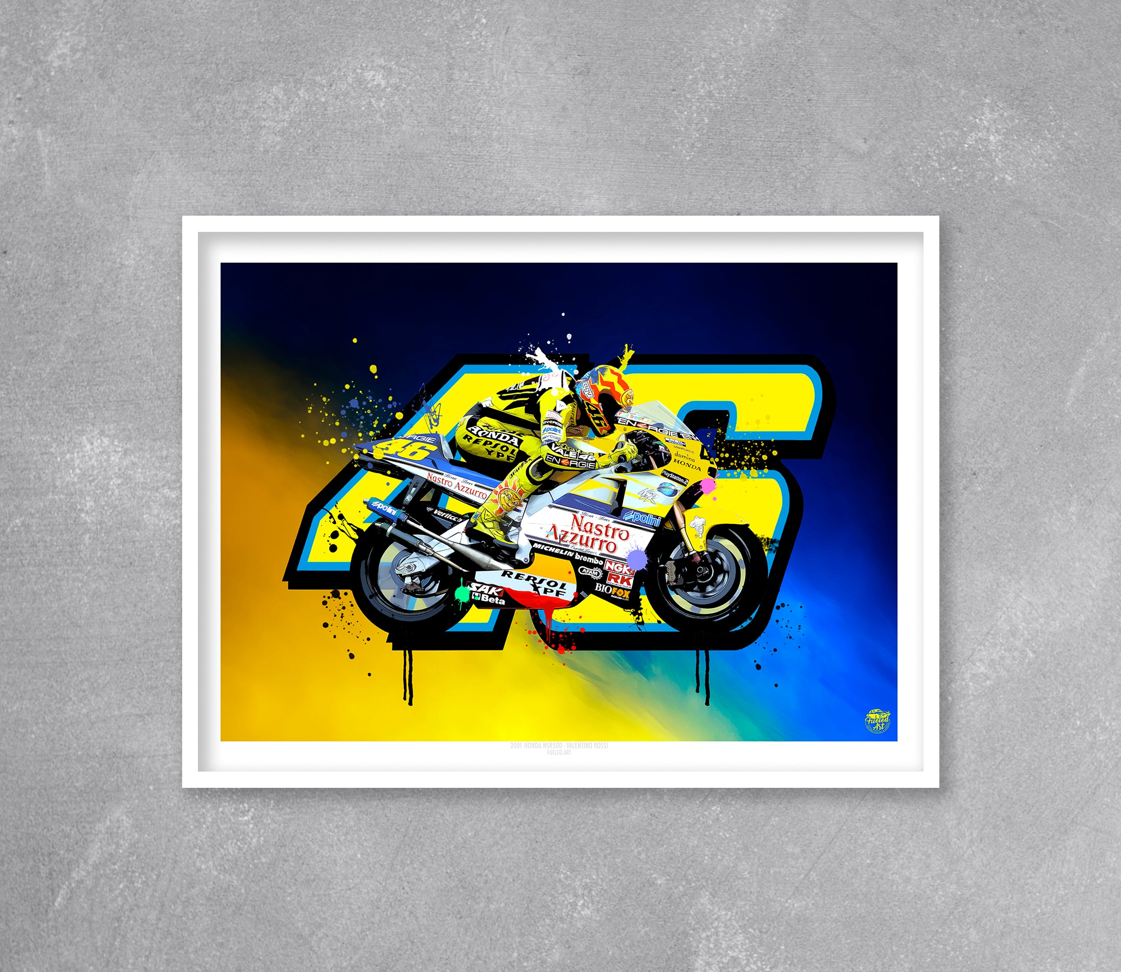 Valentino Rossi 2001 Honda NSR500 Print - Fueled.art