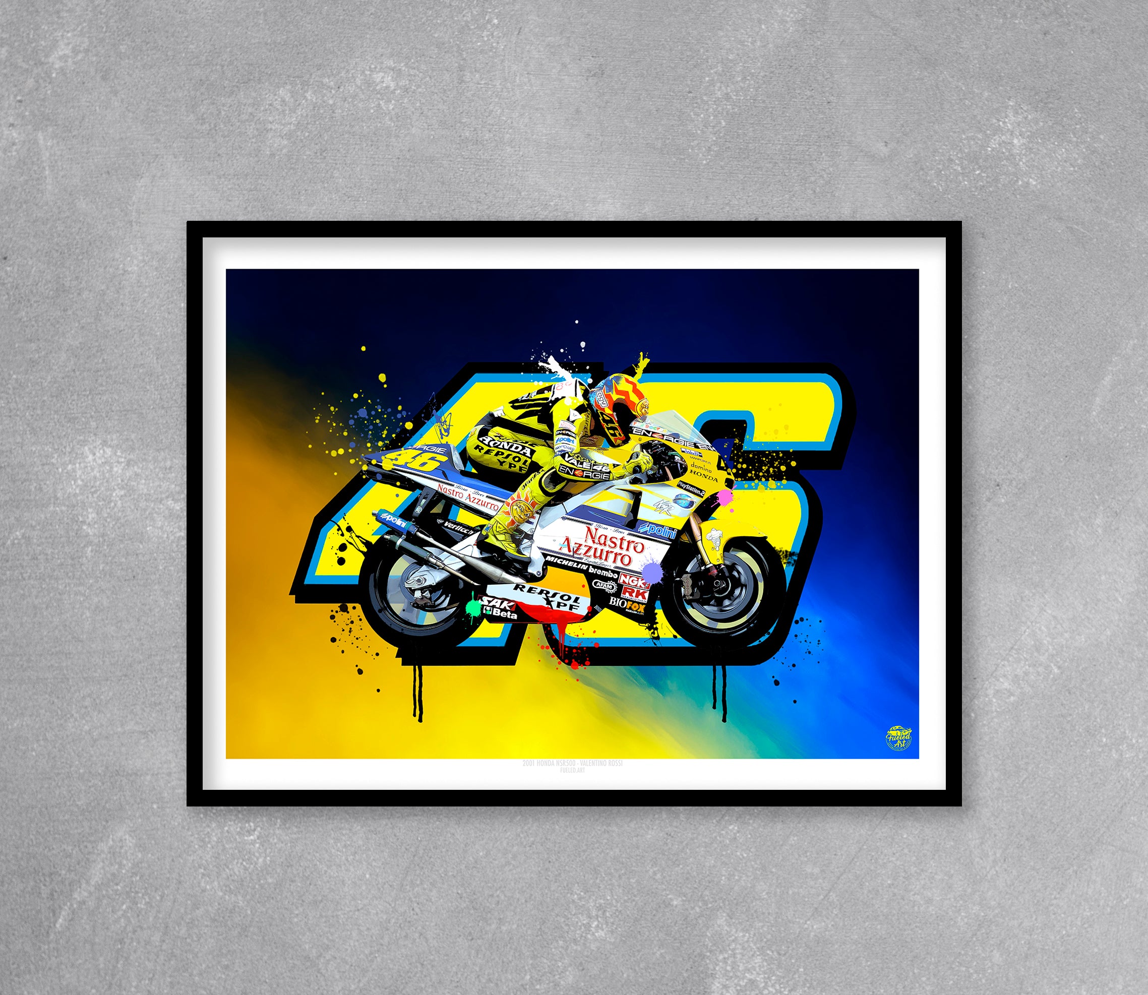 Valentino Rossi 2001 Honda NSR500 Print - Fueled.art