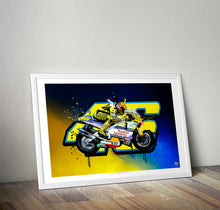 Load image into Gallery viewer, Valentino Rossi 2001 Honda NSR500 Print - Fueled.art
