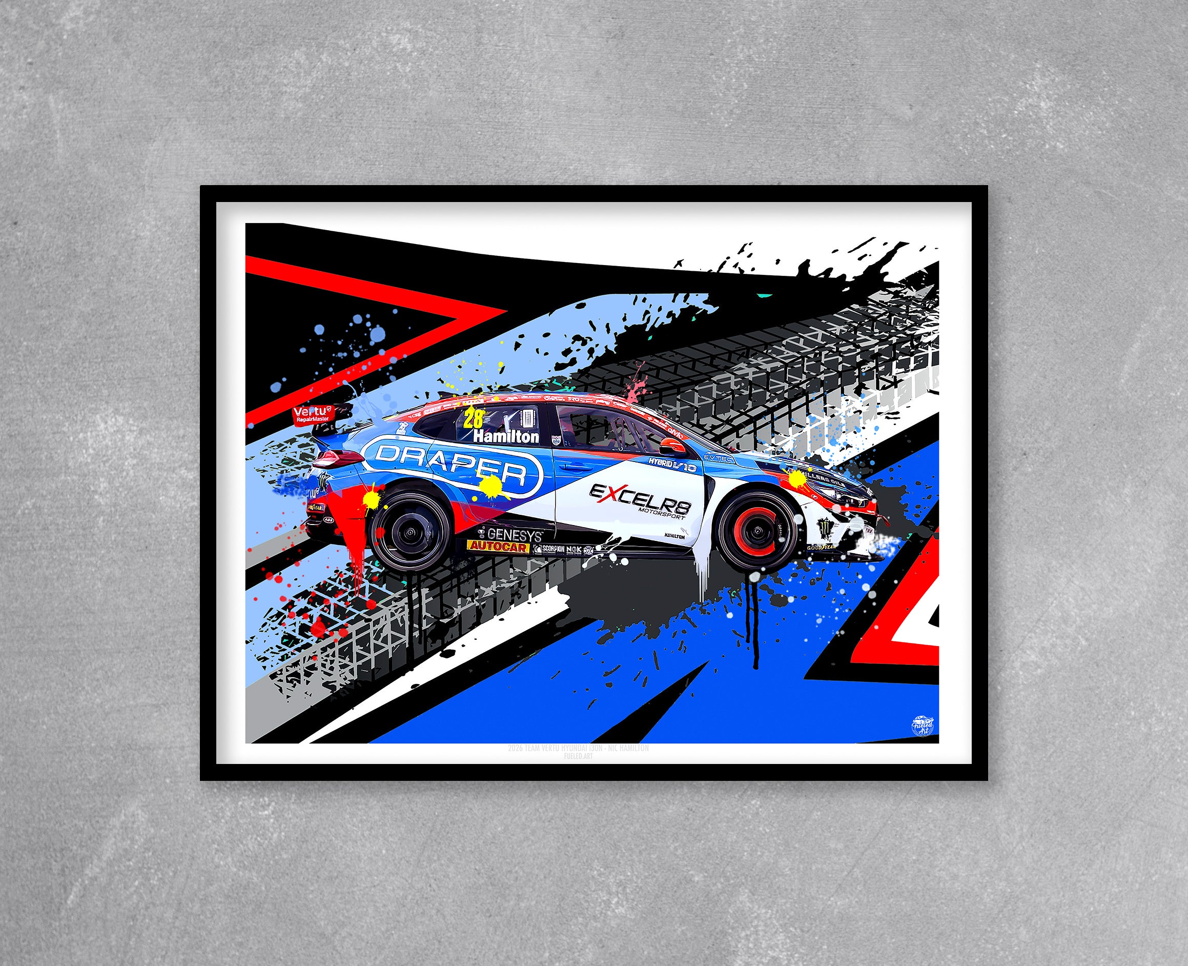 Nic Hamilton 2026 Team Vertu Hyundai i30N BTCC Print - Fueled.art
