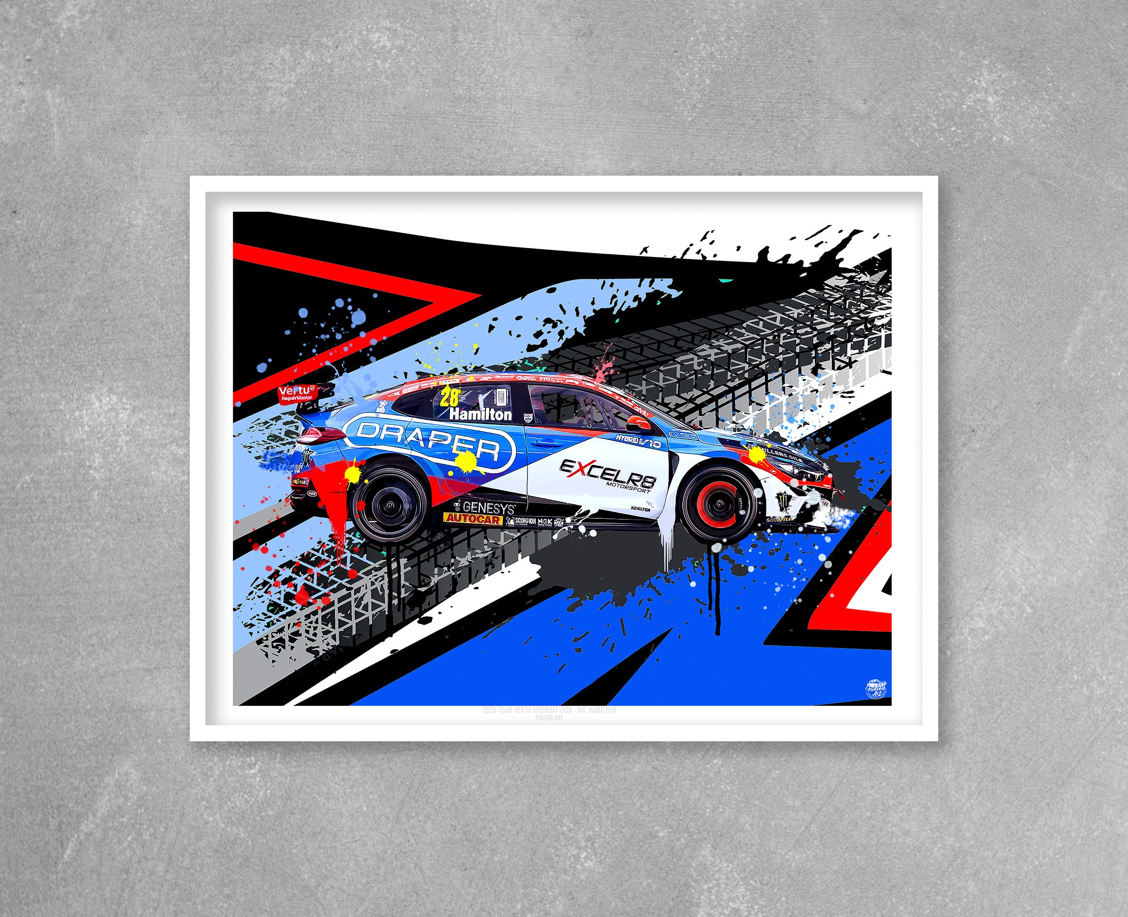 Nic Hamilton 2026 Team Vertu Hyundai i30N BTCC Print - Fueled.art