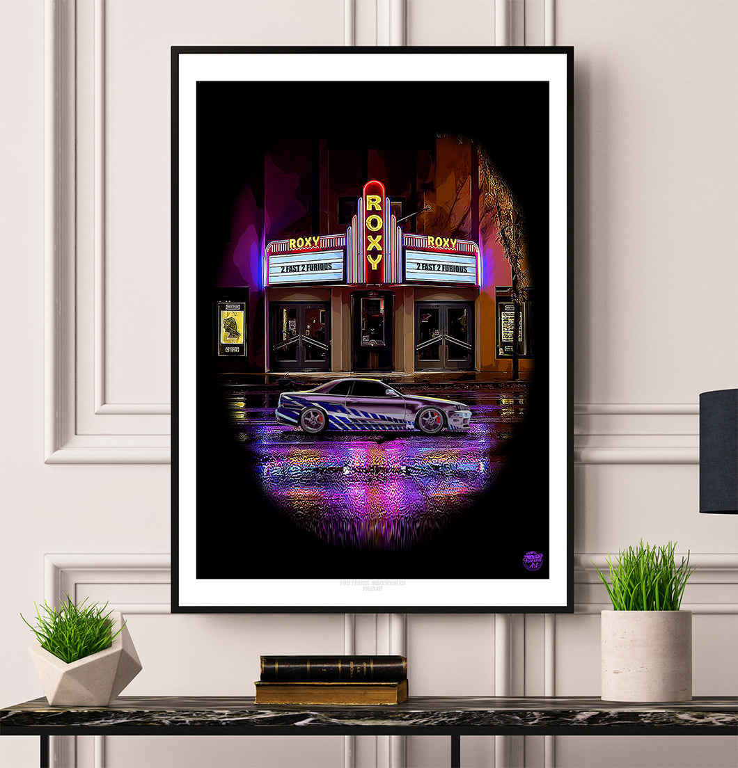 2 Fast 2 Furious Nissan Skyline R34 GT-R print - Fueled.art
