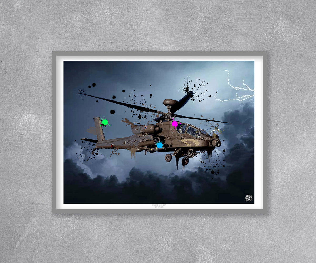Apache Gunship Helicopter Print - Various Sizes. Aviation wall art ...