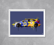 Load image into Gallery viewer, Ash Sutton 2023 Ford Focus ST BTCC Print - Fueled.art
