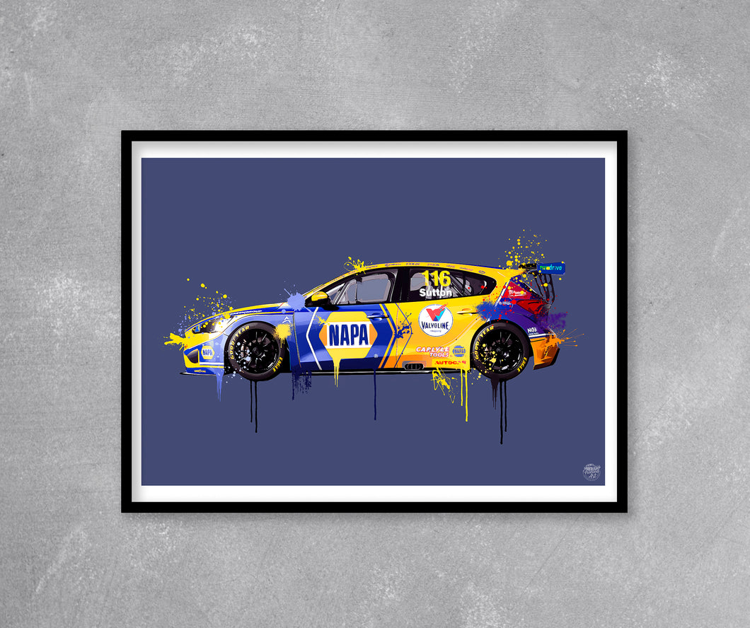 Ash Sutton 2023 Ford Focus ST BTCC Print - Fueled.art