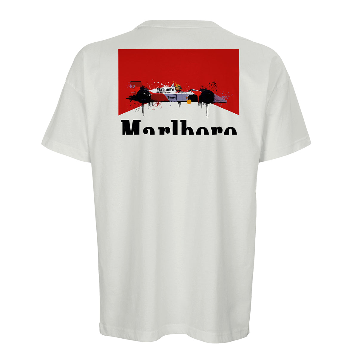 Ayrton Senna F1 1988 McLaren MP4/4 - Organic Men's Oversized Rear Print T-shirt - Fueled.art
