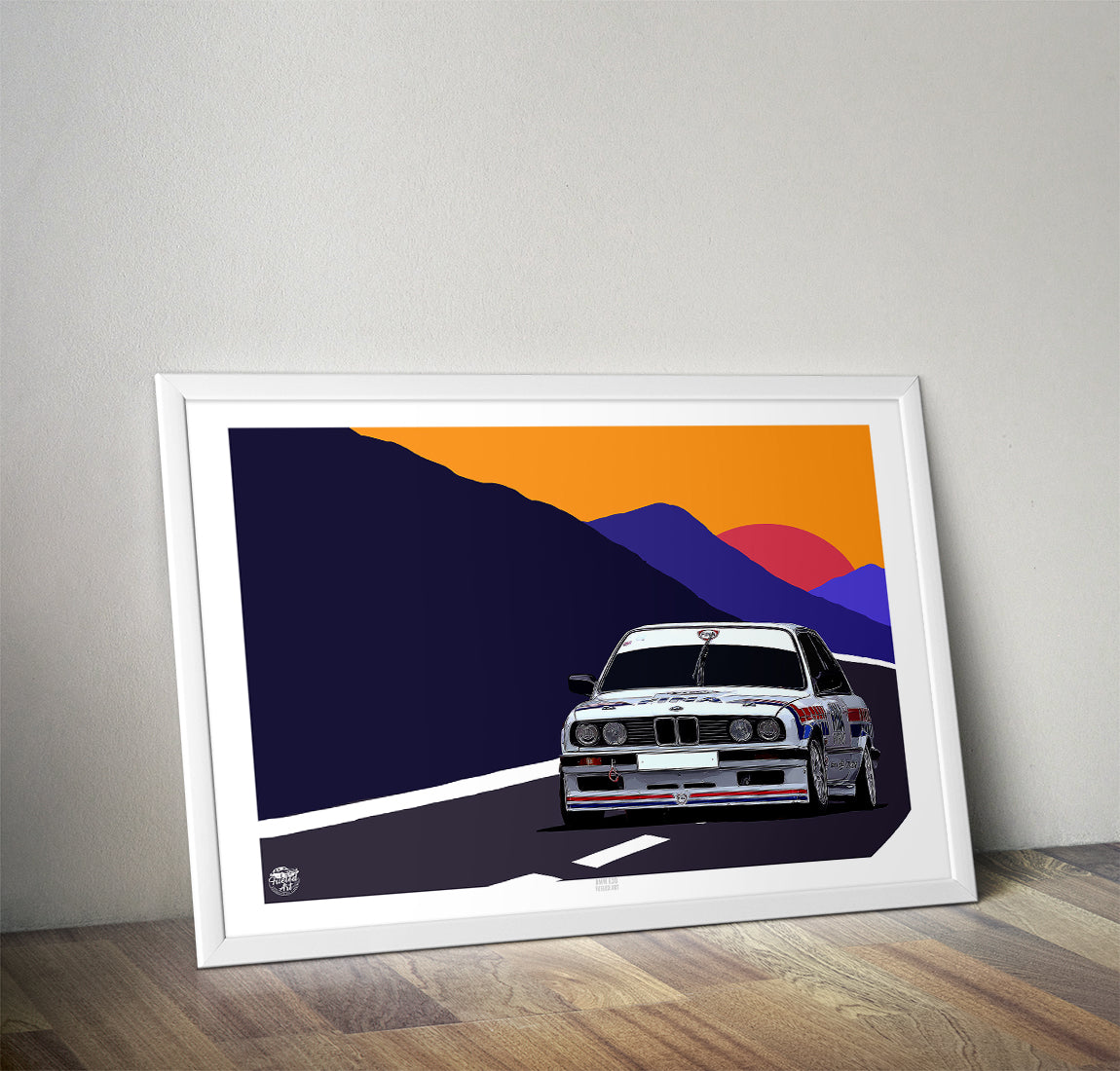 BMW E30 Fina Race Car Print - Fueled.art