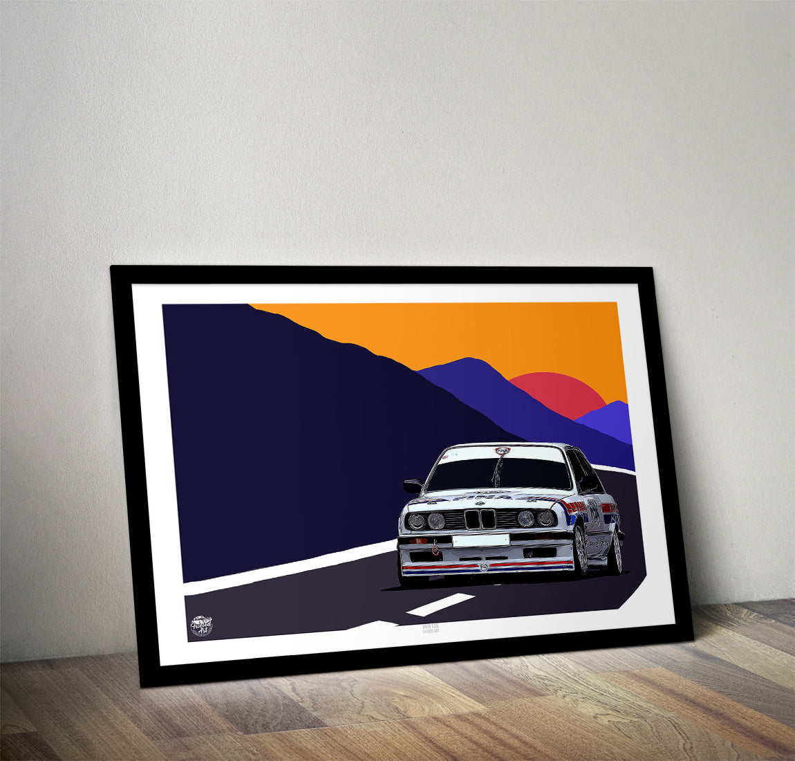 BMW E30 Fina Race Car Print - Fueled.art