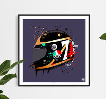 Load image into Gallery viewer, Barry Sheene Motorcycle Helmet print - Fueled.art
