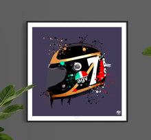 Load image into Gallery viewer, Barry Sheene Motorcycle Helmet print - Fueled.art

