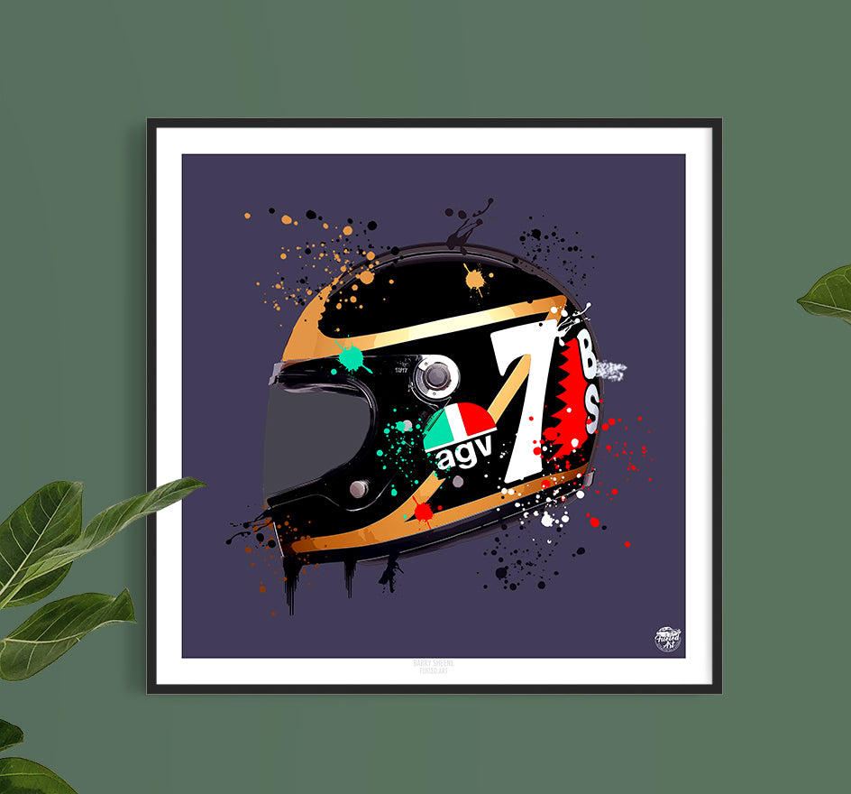 Barry Sheene Motorcycle Helmet print - Fueled.art
