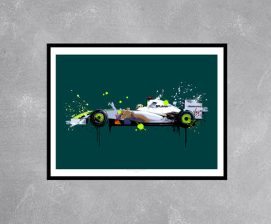 Jenson Button 2009 Brawn BGP001 F1 Print - Fueled.art