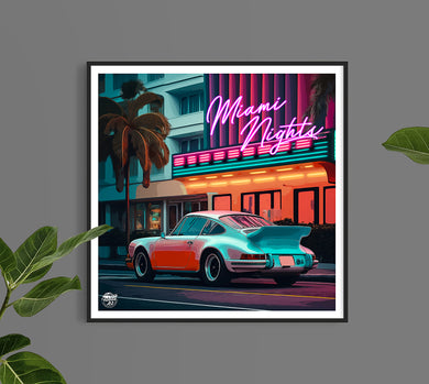 Classic Porsche 911 Miami print - Fueled.art