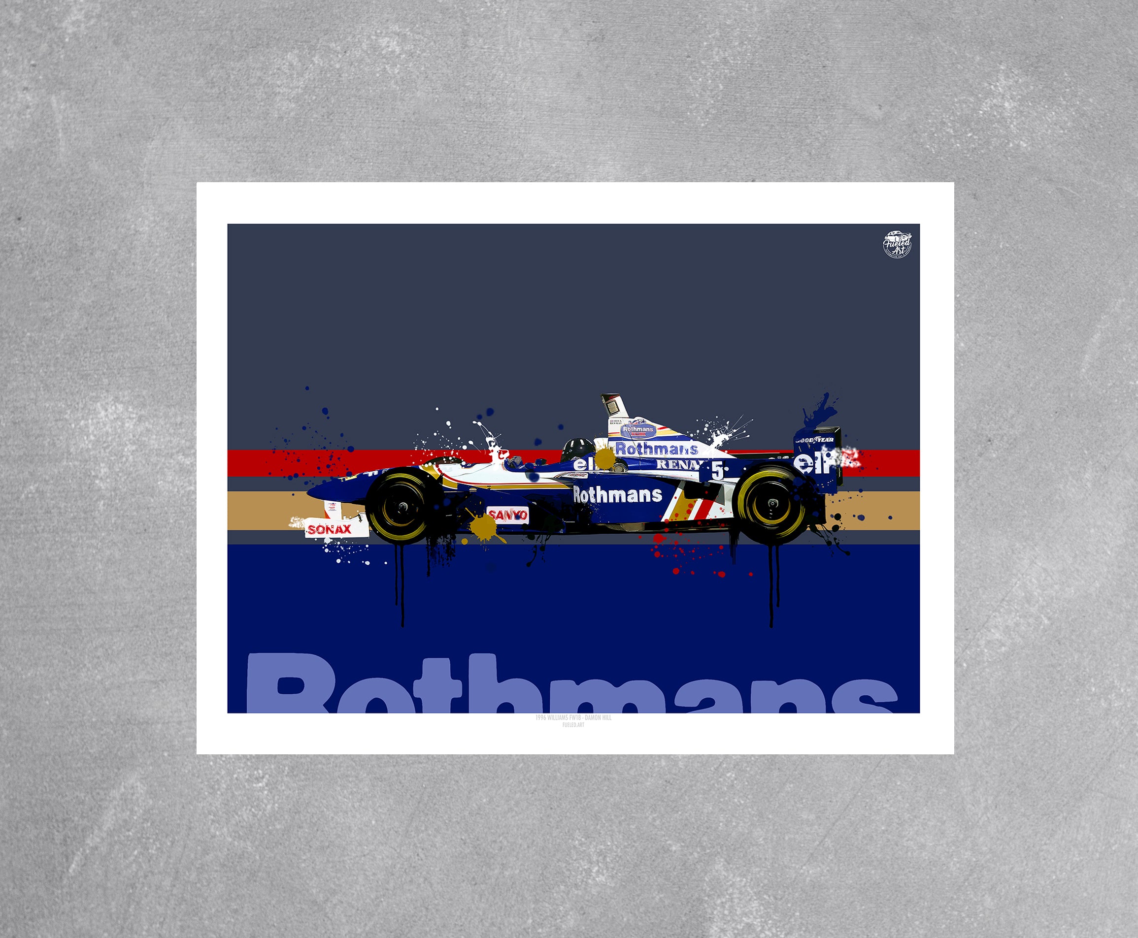 Damon Hill 1996 Williams FW18 F1 Print - Fueled.art