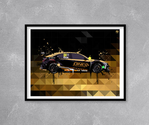 Josh Cook 2025 Honda Civic Type R One Motorsport BTCC Print - Fueled.art