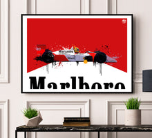 Load image into Gallery viewer, Ayrton Senna McLaren MP4/4 F1 print by Fueled.art

