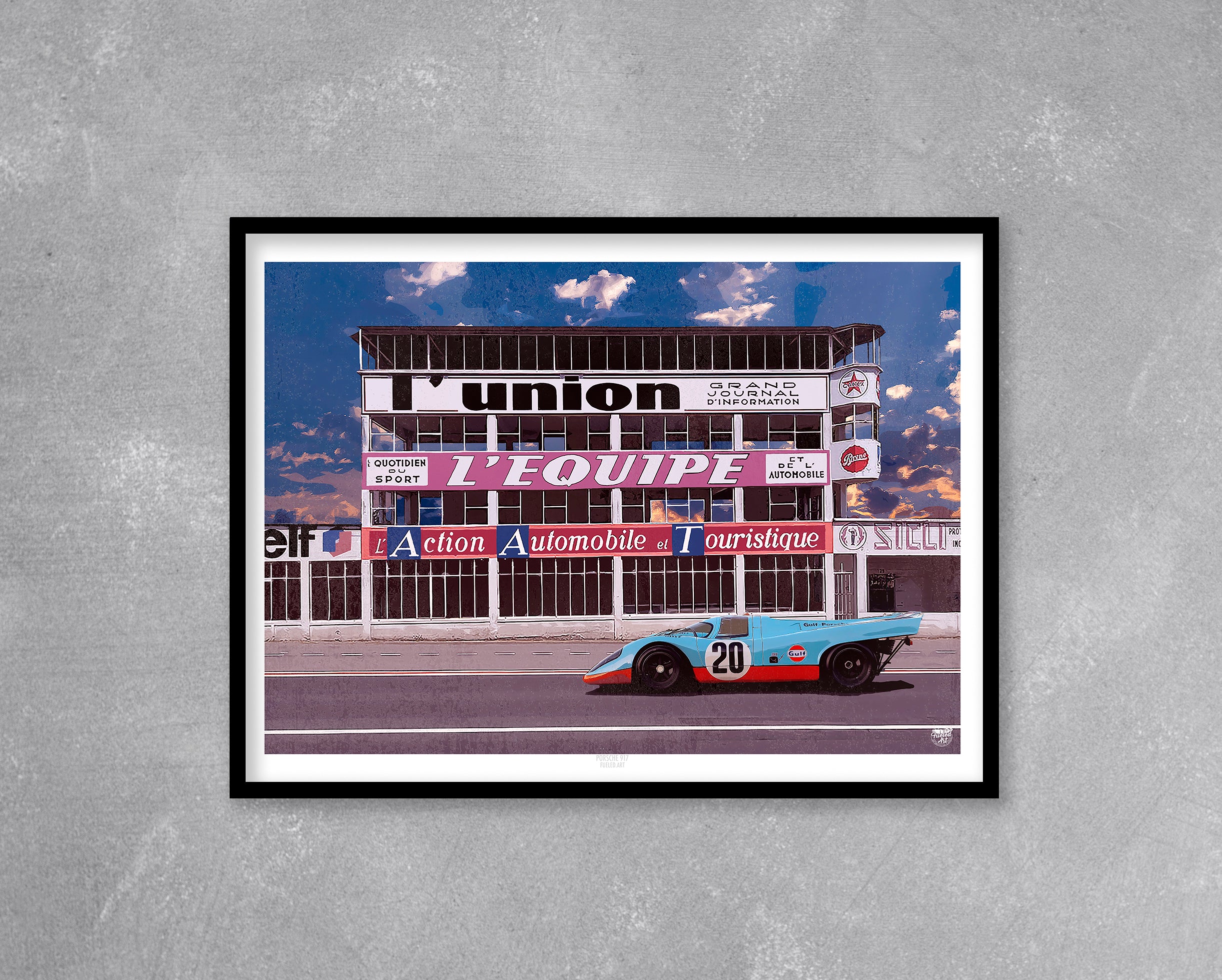 Porsche 917 Gulf Racing Reims Gueux Print - Fueled.art