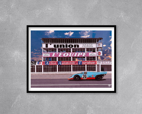 Porsche 917 Gulf Racing Reims Gueux Print - Fueled.art