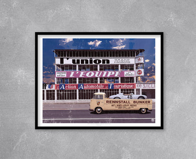 VW T1 Renstall Bunker x Porsche 550 Spyder Reims Gueux Print - Fueled.art