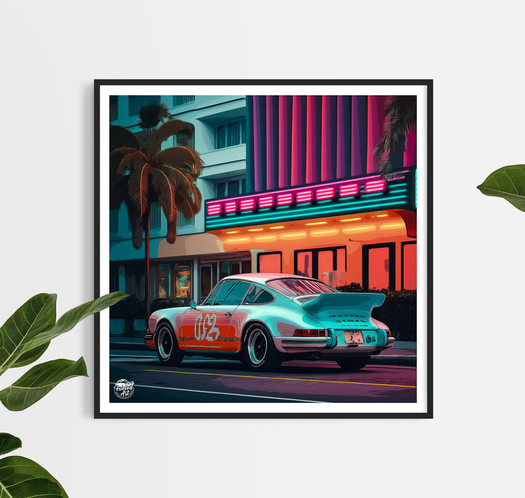 Classic Porsche 911 Miami print - Fueled.art