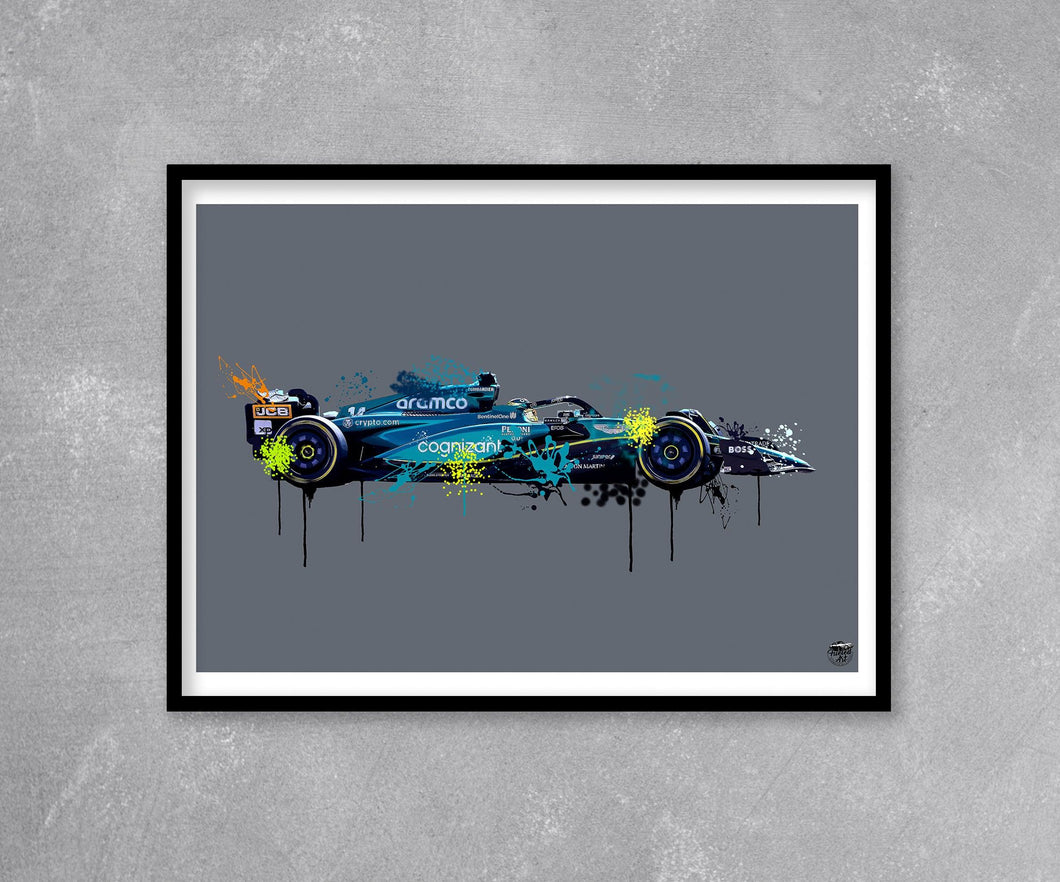 Fernando Alonso 2023 Aston Martin F1 Print - Fueled.art