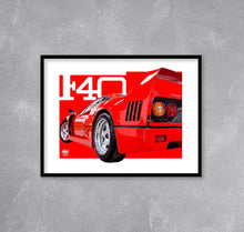 Carica l&#39;immagine nel visualizzatore di Gallery, Ferrari F40 Print - Fueled.art
