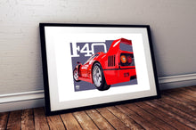 Carica l&#39;immagine nel visualizzatore di Gallery, Ferrari F40 Print - Fueled.art
