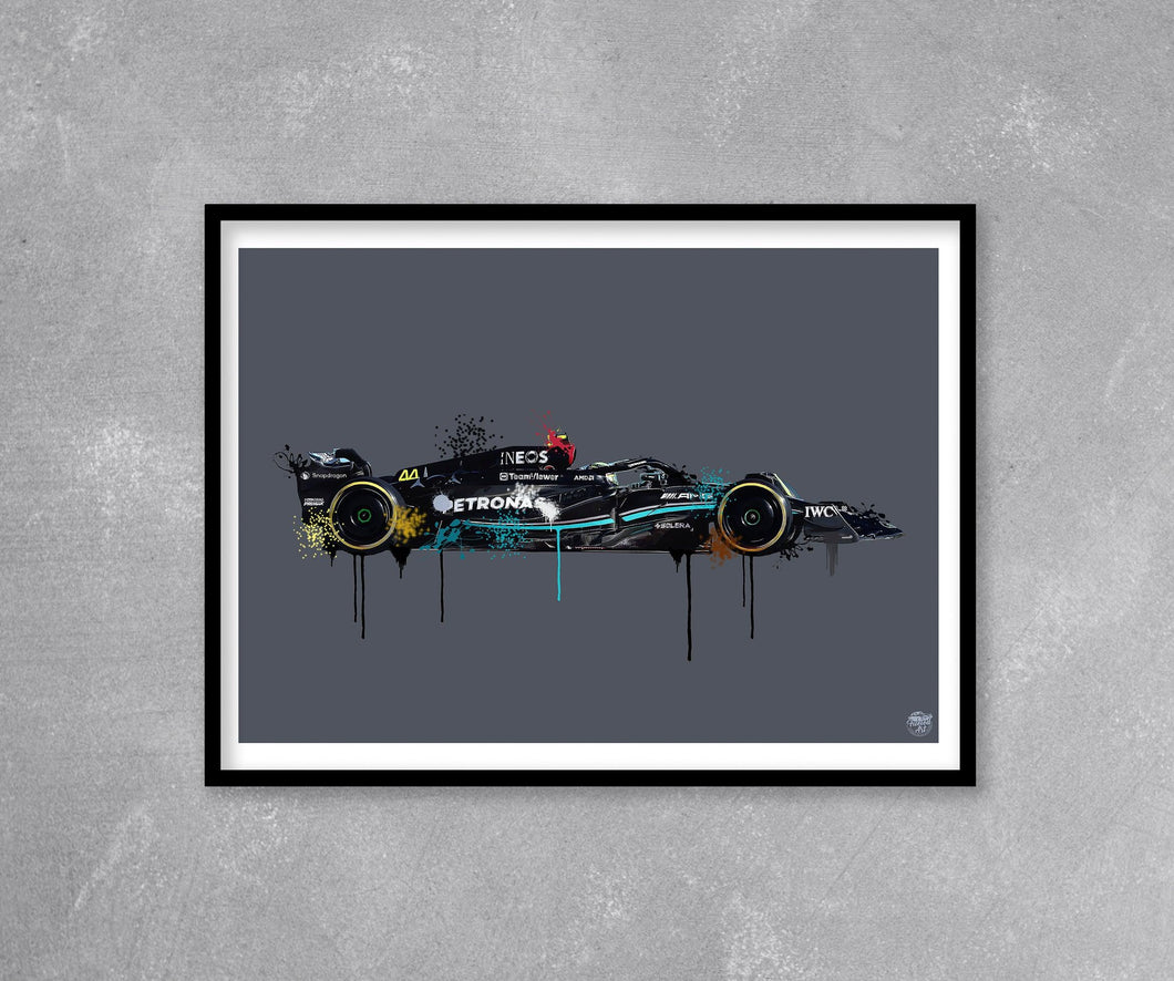Lewis Hamilton 2023 Mercedes F1 Print - Fueled.art