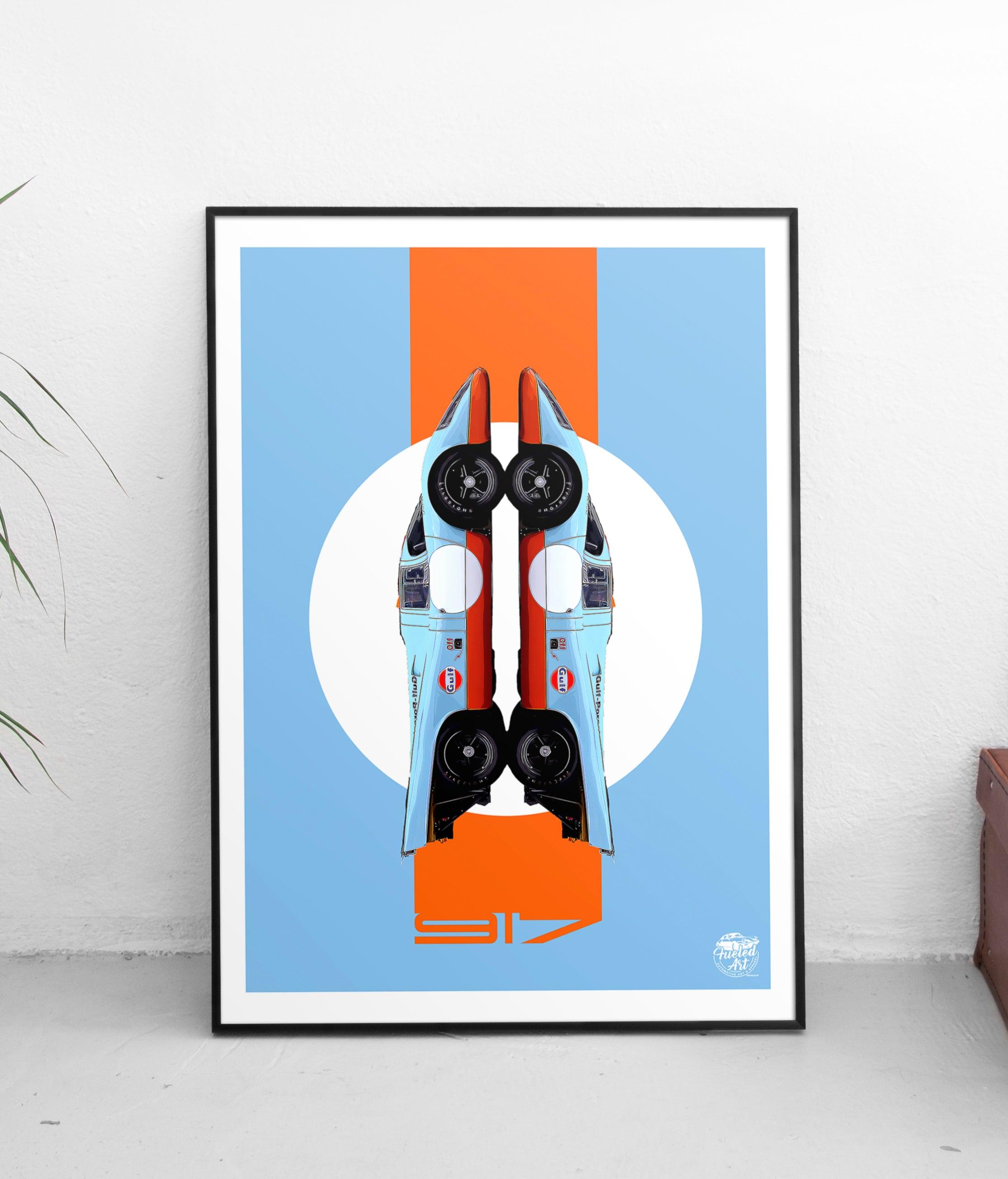 Porsche 917 Gulf Racing Print - Fueled.art
