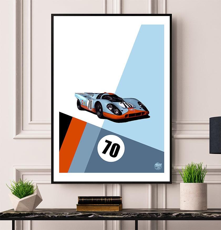 Porsche 917 Gulf Racing Print - Fueled.art