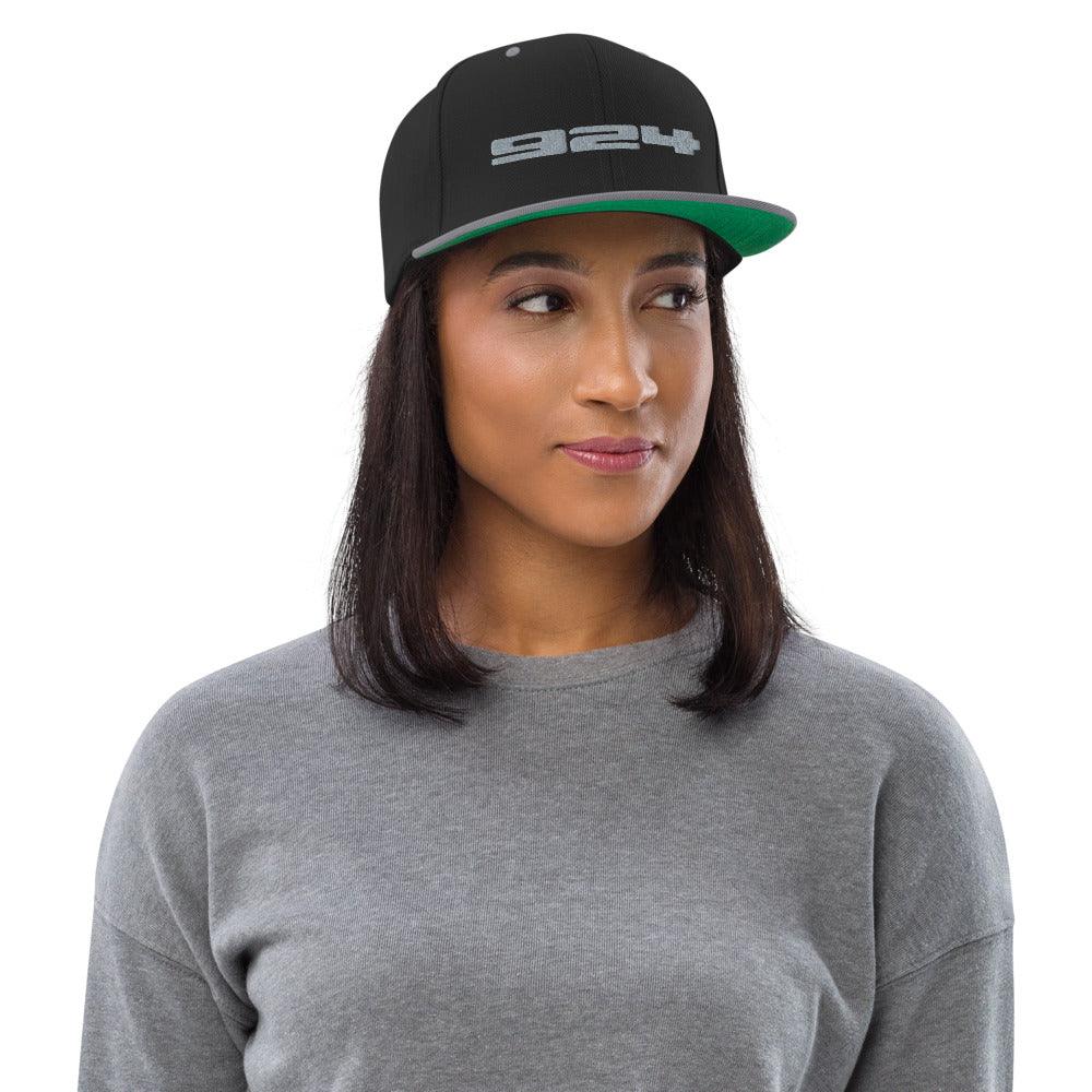 Porsche 924 - Embroidered Logo - Black & Silver Snapback Hat - Fueled.art