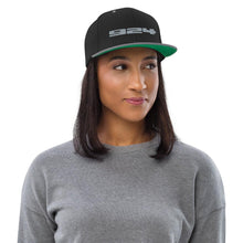 Load image into Gallery viewer, Porsche 924 - Embroidered Logo - Black &amp; Silver Snapback Hat - Fueled.art
