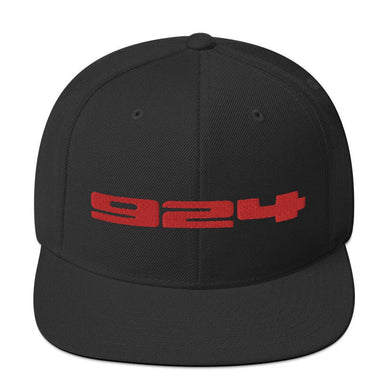 Porsche 924 - Embroidered Logo - Black Snapback Hat - Fueled.art