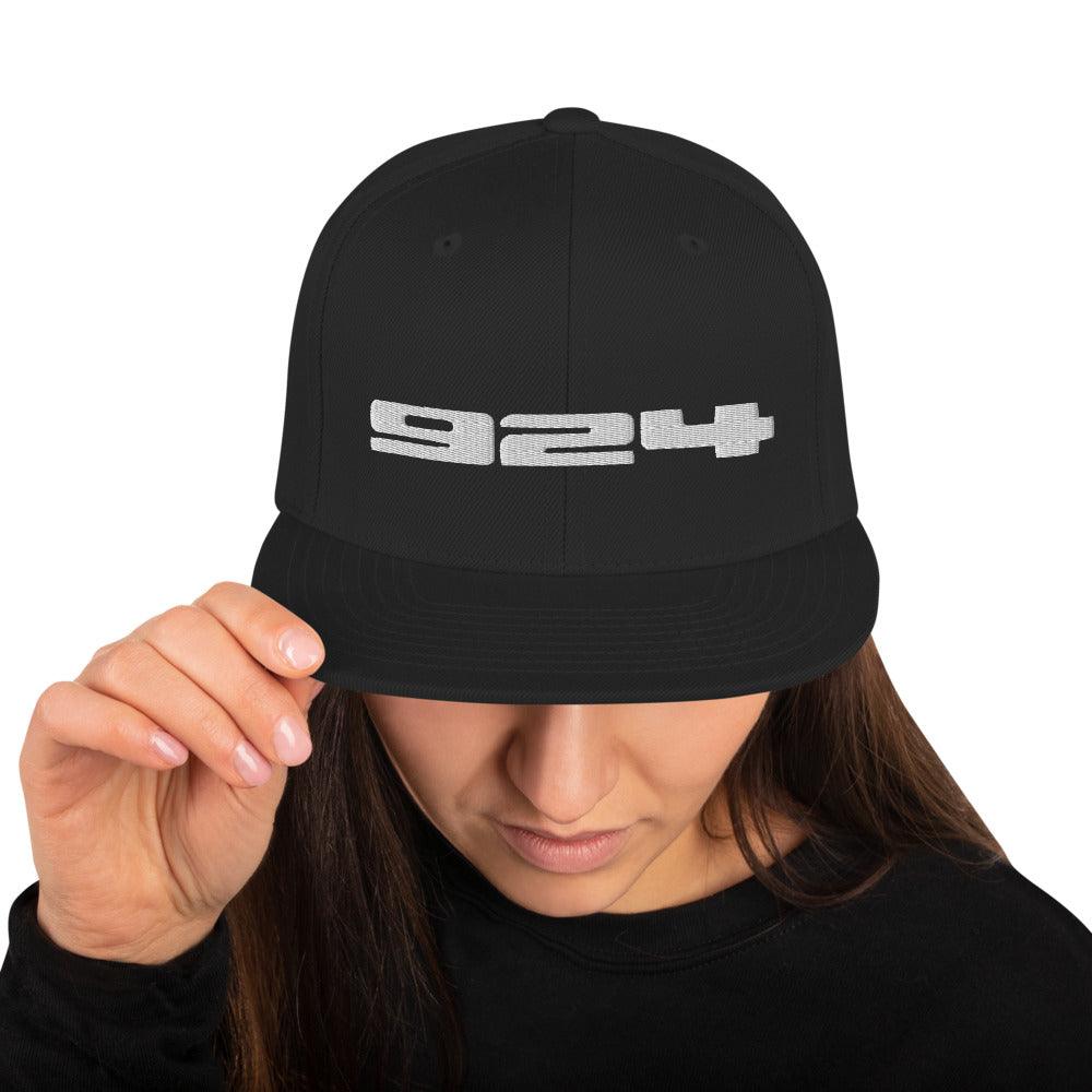 Porsche 924 - Embroidered Logo - Black Snapback Hat - Fueled.art