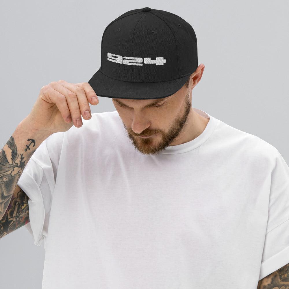 Porsche 924 - Embroidered Logo - Black Snapback Hat - Fueled.art