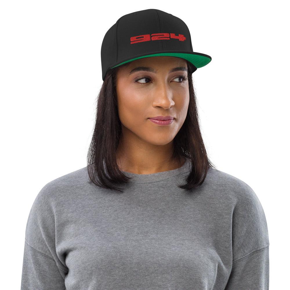 Porsche 924 - Embroidered Logo - Black Snapback Hat - Fueled.art