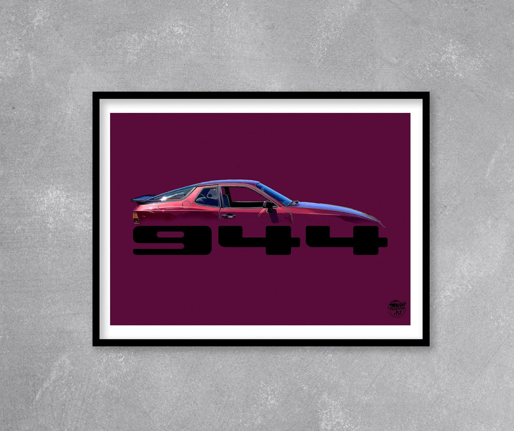 Porsche 944 Print - Maroon - Fueled.art