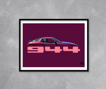Load image into Gallery viewer, Porsche 944 Print - Maroon - Fueled.art
