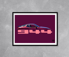 Carica l&#39;immagine nel visualizzatore di Gallery, Porsche 944 Print - Maroon - Fueled.art
