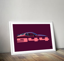 Carica l&#39;immagine nel visualizzatore di Gallery, Porsche 944 Print - Maroon - Fueled.art
