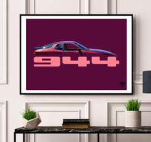 Carica l&#39;immagine nel visualizzatore di Gallery, Porsche 944 Print - Maroon - Fueled.art
