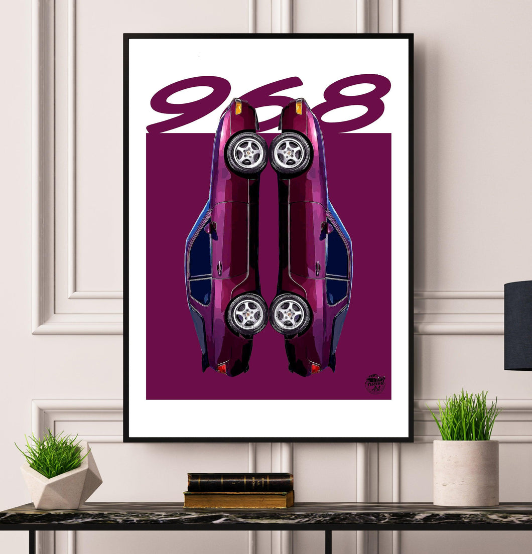 Porsche 968 Print - Amethyst Purple - Fueled.art
